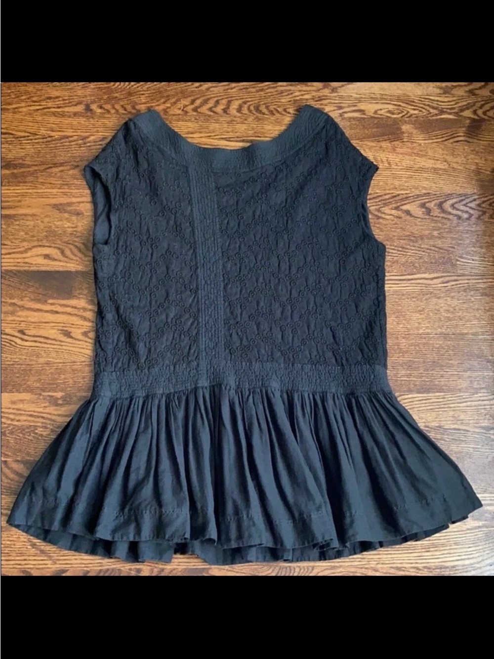 All Saints Black Eyelet Peplum mini or tunic